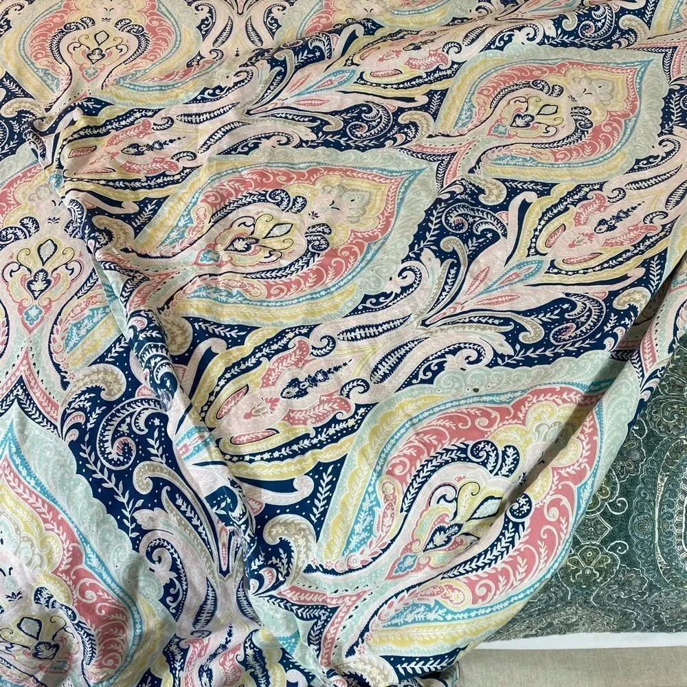 Bohemian Paisley Quilt in Blue, Pink, and Yellow Tahari Home